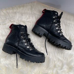 Steve Madden Black Platform Combat Boots, Size 7.5